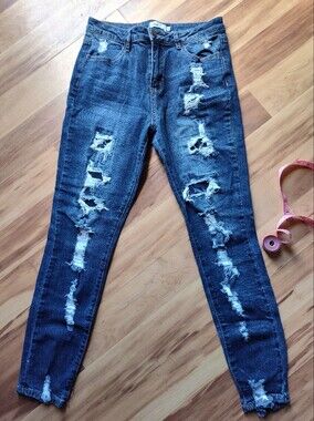Rue21 Dark Blue Distressed Denim Shorts